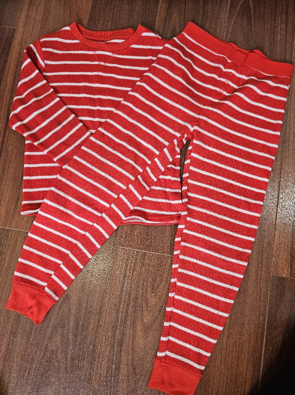 Candy Cane Striped Knit Kids Pajama Set
